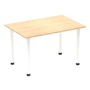 Impulse 1400mm Straight Table Maple Top White Post Leg