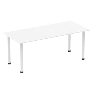 Impulse 1800mm Straight Table White Top White Post Leg