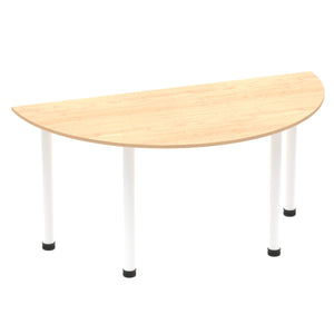 Impulse 1600mm Semi-Circle Table Maple Top White Post Leg