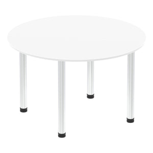 Impulse 1200mm Round Table White Top Chrome Post Leg