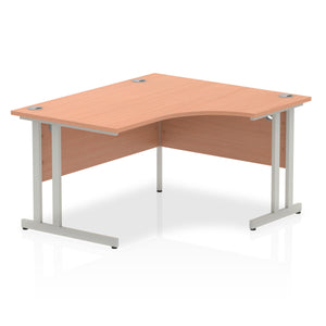 Impulse 1400mm Right Crescent Desk Beech Top Silver Cantilever Leg