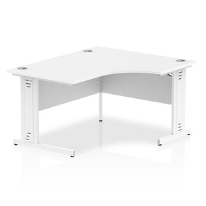 Impulse 1400mm Right Crescent Desk White Top White Cable Managed Leg