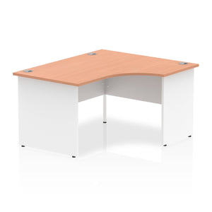 Impulse 1400mm Right Crescent Desk Beech Top White Panel End Leg