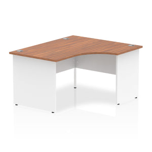 Impulse 1400mm Right Crescent Desk Walnut Top White Panel End Leg