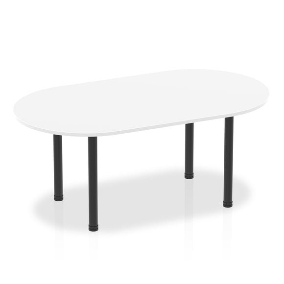 Impulse 1800mm Boardroom Table White Top Black Post Leg