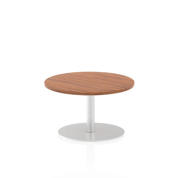 Italia 600mm Poseur Round Table Walnut Top 475mm High Leg