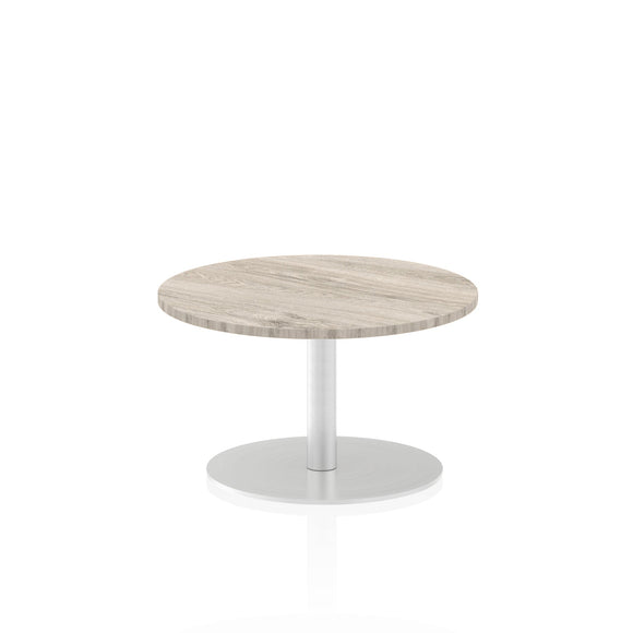 Italia 600mm Poseur Round Table Grey Oak Top 475mm High Leg