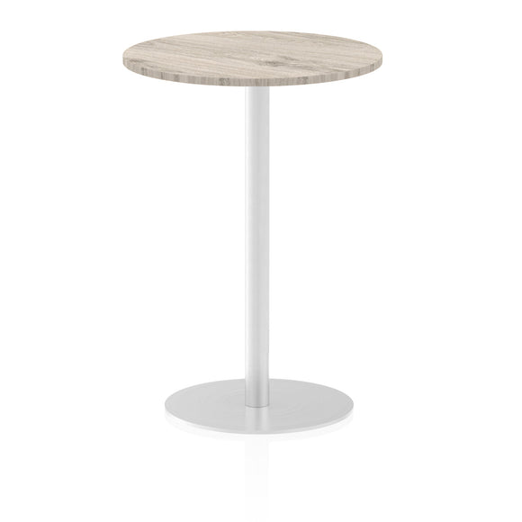 Italia 600mm Poseur Round Table Grey Oak Top 1145mm High Leg