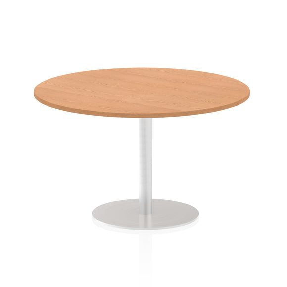 Italia 1200mm Poseur Round Table Oak Top 725mm High Leg