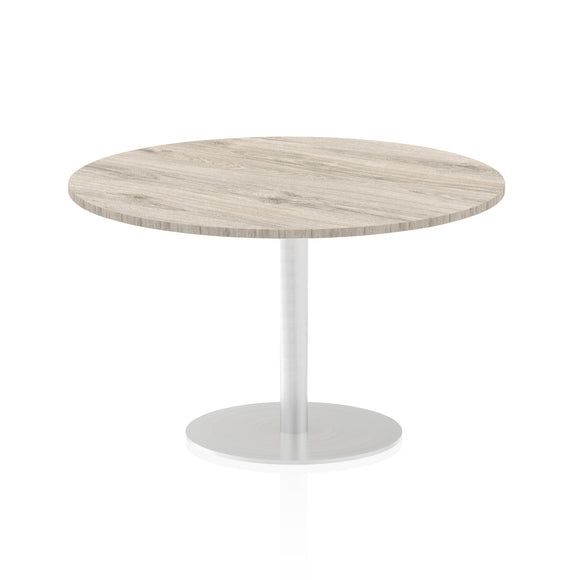 Italia 1200mm Poseur Round Table Grey Oak Top 725mm High Leg