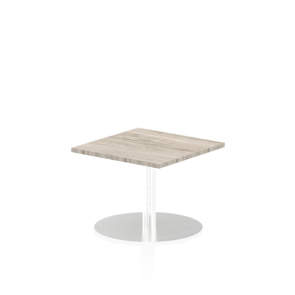 Italia 600mm Poseur Square Table Grey Oak Top 475mm High Leg