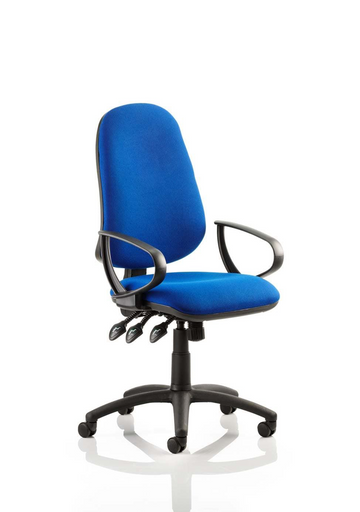 Eclipse Plus XL Lever Task Operator Chair Black Back Bespoke Seat With Loop Arms In Stevia Blue