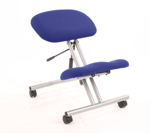 Kneeling Stool Silver Frame Bespoke Colour Stevia Blue