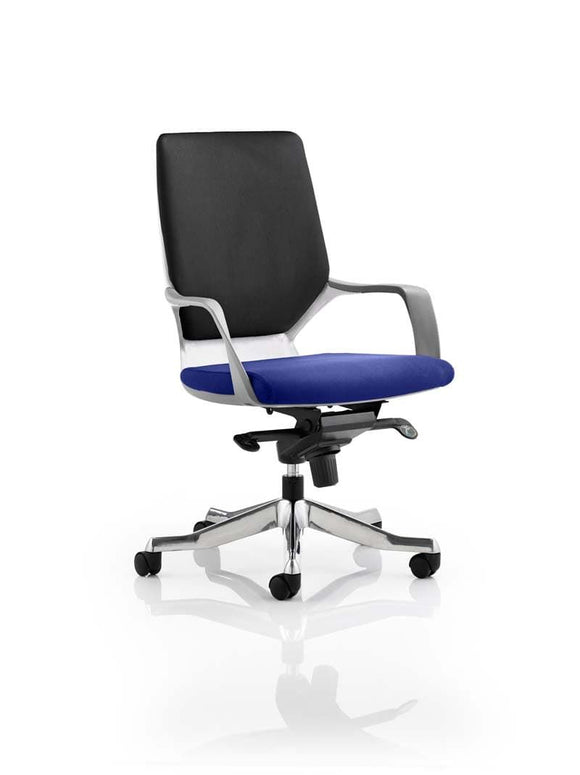 Xenon Executive White Shell Medium Back Bespoke Colour Seat Stevia Blue