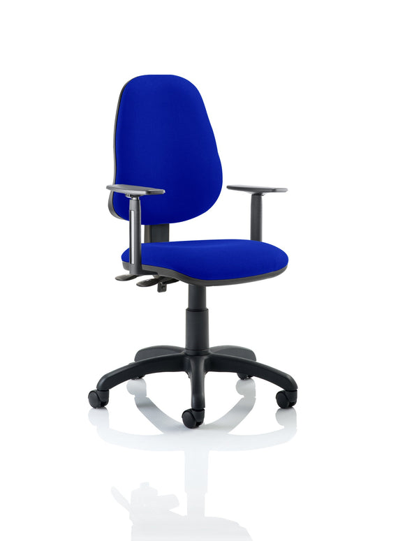 Eclipse Plus II Lever Task Operator Chair Bespoke With Height Adjustable Arms In Stevia Blue