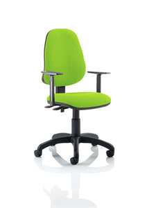Eclipse Plus II Lever Task Operator Chair Bespoke With Height Adjustable Arms In myrrh Green