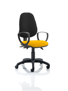 Eclipse Plus III Lever Task Operator Chair Black Back Bespoke Seat With Loop Arms In Senna Yellow