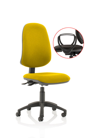 Eclipse Plus XL Lever Task Operator Chair Black Back Bespoke Seat With Loop Arms In Senna Yellow