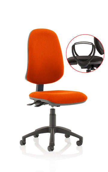 Eclipse Plus XL Lever Task Operator Chair Black Back Bespoke Seat With Loop Arms In Tabasco Orange