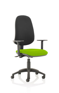 Eclipse Plus XL Lever Task Operator Chair Black Back Bespoke Seat With Height Adjustable Arms In myrrh Green
