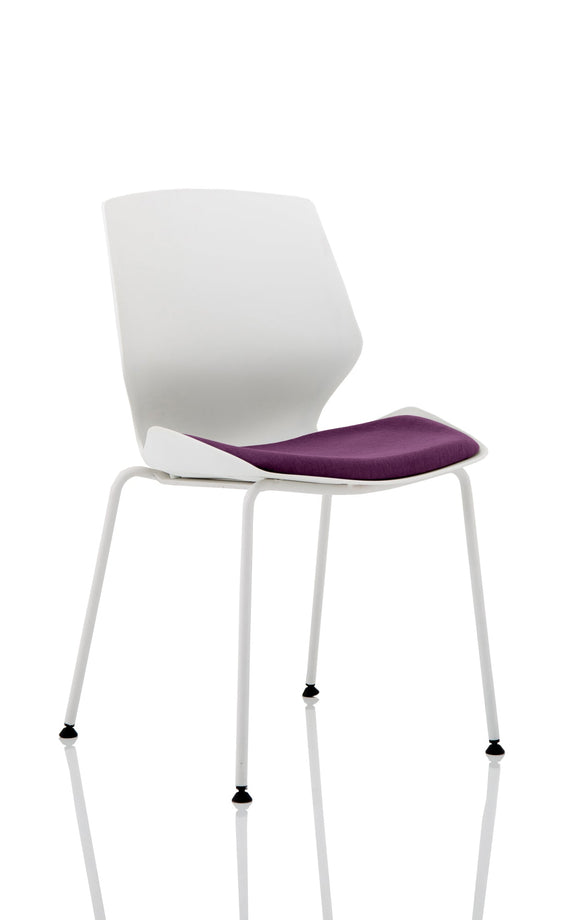 Florence White Frame Visitor Chair in Bespoke Seat Tansy Purple