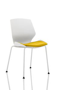 Florence White Frame Visitor Chair in Bespoke Seat Senna Yellow