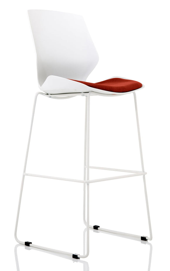 Florence White Frame High Stool in Bespoke Seat Ginseng Chilli