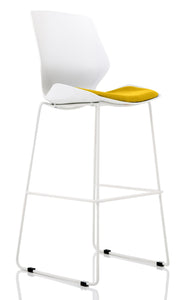 Florence White Frame High Stool in Bespoke Seat Senna Yellow