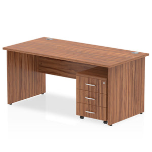 Impulse 1200 x 800mm Straight Desk Walnut Top Panel End Leg with 3 Drawer Mobile Pedestal Bundle