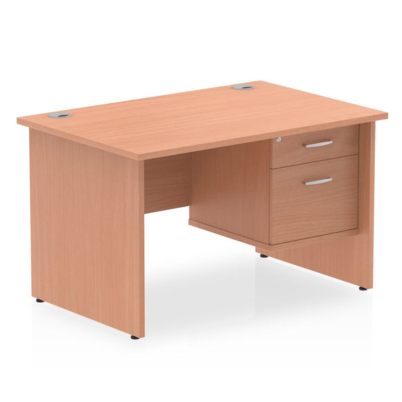 Impulse 1800 x 800mm Straight Desk Beech Top Panel End Leg 2 x 3 Drawer Fixed Pedestal