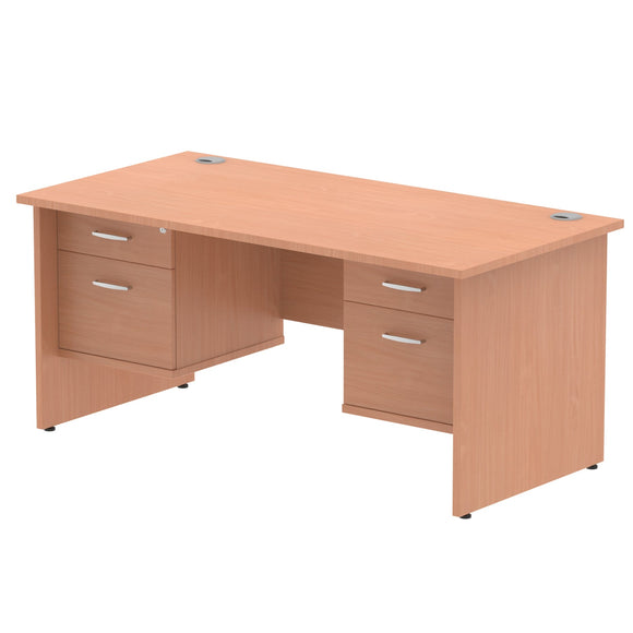 Impulse 1600 x 800mm Straight Desk Beech Top Panel End Leg 2 x 2 Drawer Fixed Pedestal