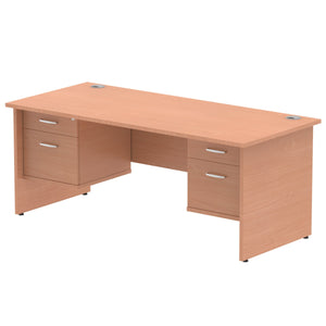 Impulse 1800 x 800mm Straight Desk Beech Top Panel End Leg 2 x 2 Drawer Fixed Pedestal