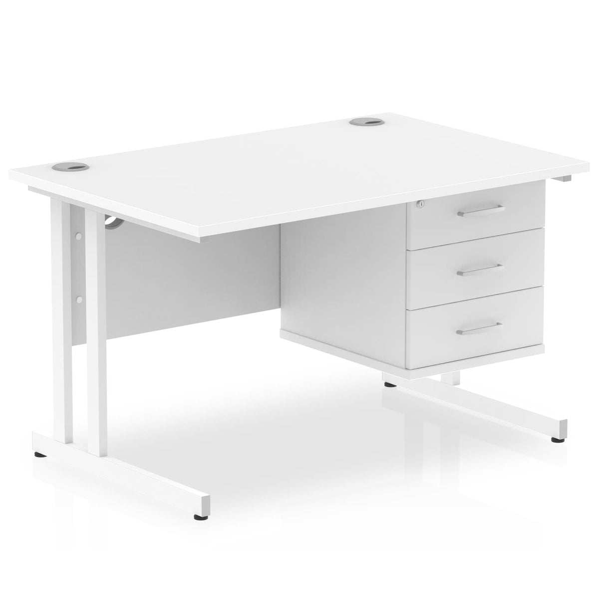 Impulse 1200 x 800mm Straight Desk White Top White Cantilever Leg with ...