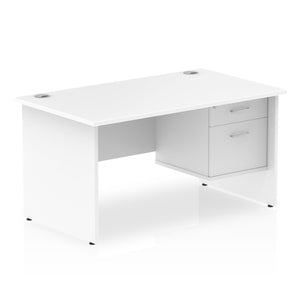 Impulse 1400 x 800mm Straight Desk White Top Panel End Leg with 1 x 2 Drawer Fixed Pedestal