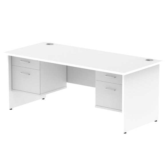 Impulse 1800 x 800mm Straight Desk White Top Panel End Leg 2 x 2 Drawer Fixed Pedestal