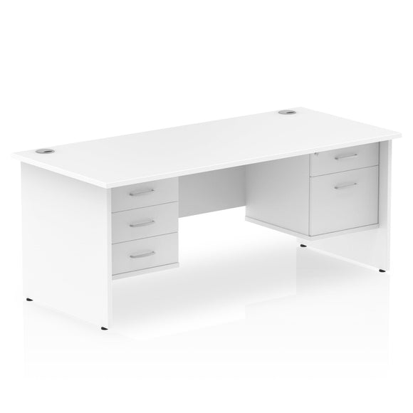 Impulse 1800 x 800mm Straight Desk White Top Panel End Leg 1 x 2 Drawer 1 x 3 Drawer Fixed Pedestal