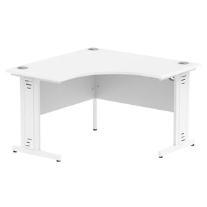 Impulse 1200mm Corner Desk White Top White Cable Managed Leg