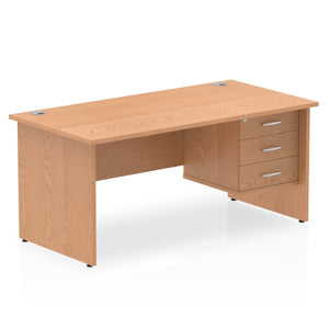 Impulse 1600 x 800mm Straight Desk Oak Top Panel End Leg 1 x 3 Drawer Fixed Pedestal