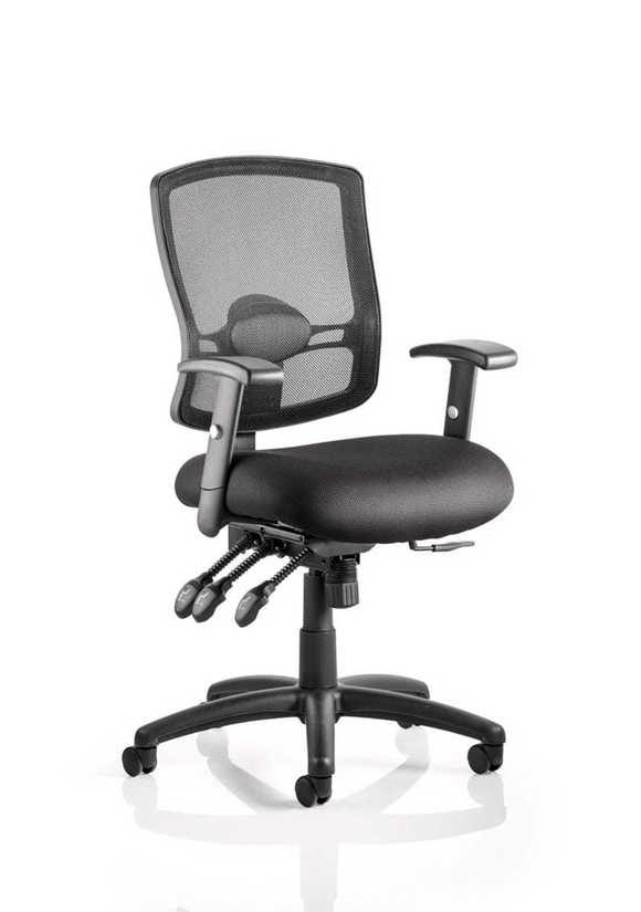 Portland III Task Operator Chair Black Mesh Back With Arms