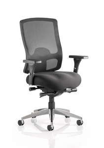 Regent Task Operator Chair Black Fabric Black Mesh Back With Arms