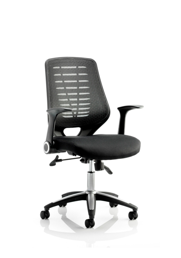 Relay Task Operator Chair Airmesh Seat Black Back With Arms