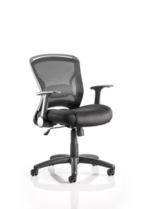 Zeus Task Operator Chair Black Fabric Black Mesh Back With Arms